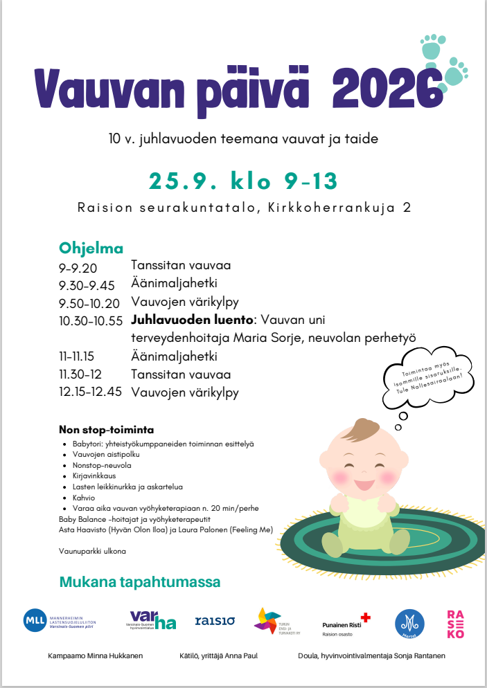 Vauvan päivän mainos, jossa päivän ohjelma.
