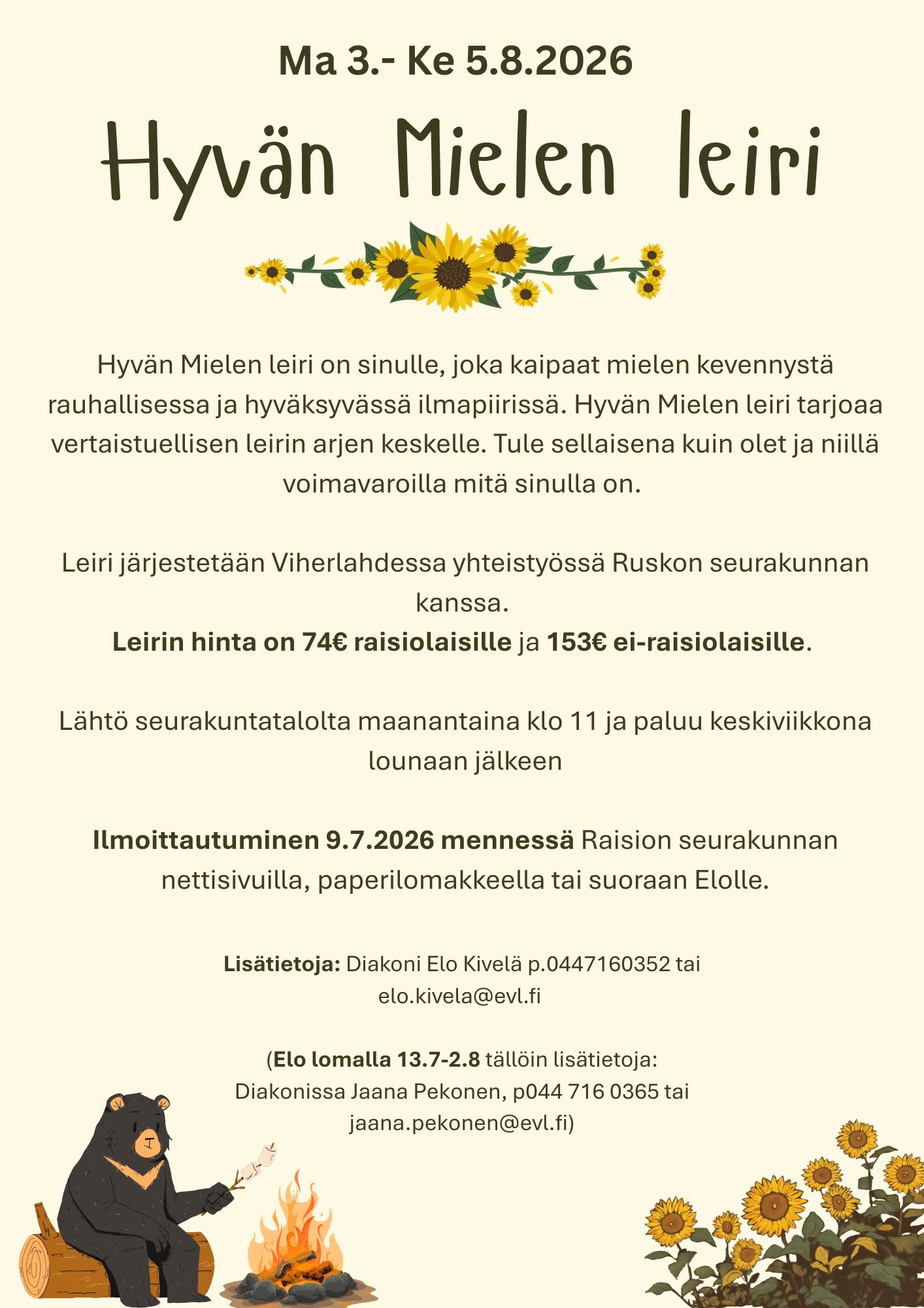 Hyvän Mielen leirin mainos